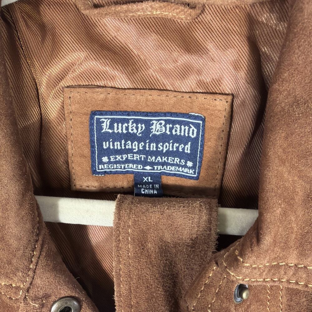 Lucky Brand Woman’s Size XL Brown Suede Leather Jacket Country Vintage Retro - Picture 7 of 11
